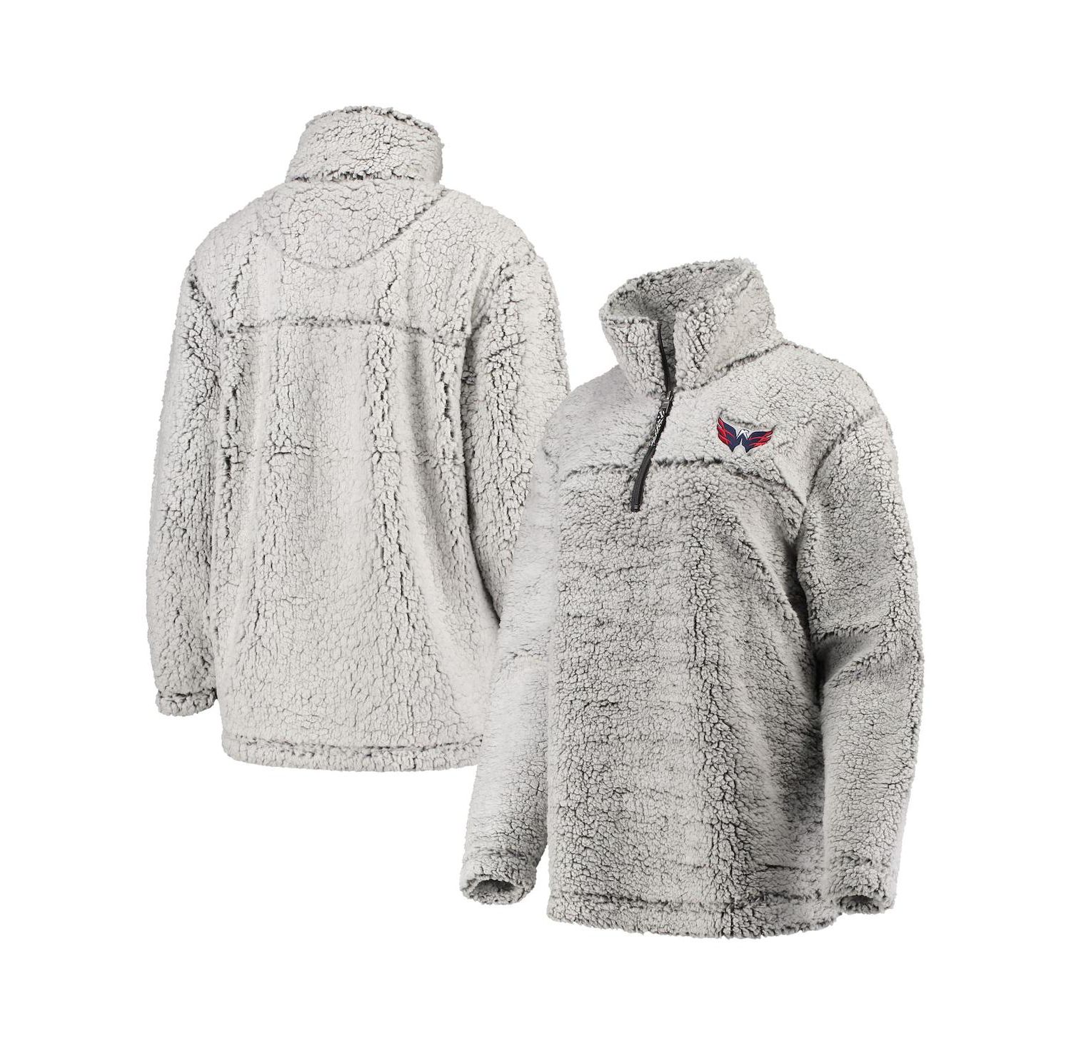 Women's Gray Washington Capitals Sherpa Quarter-Zip Pullover Jacket