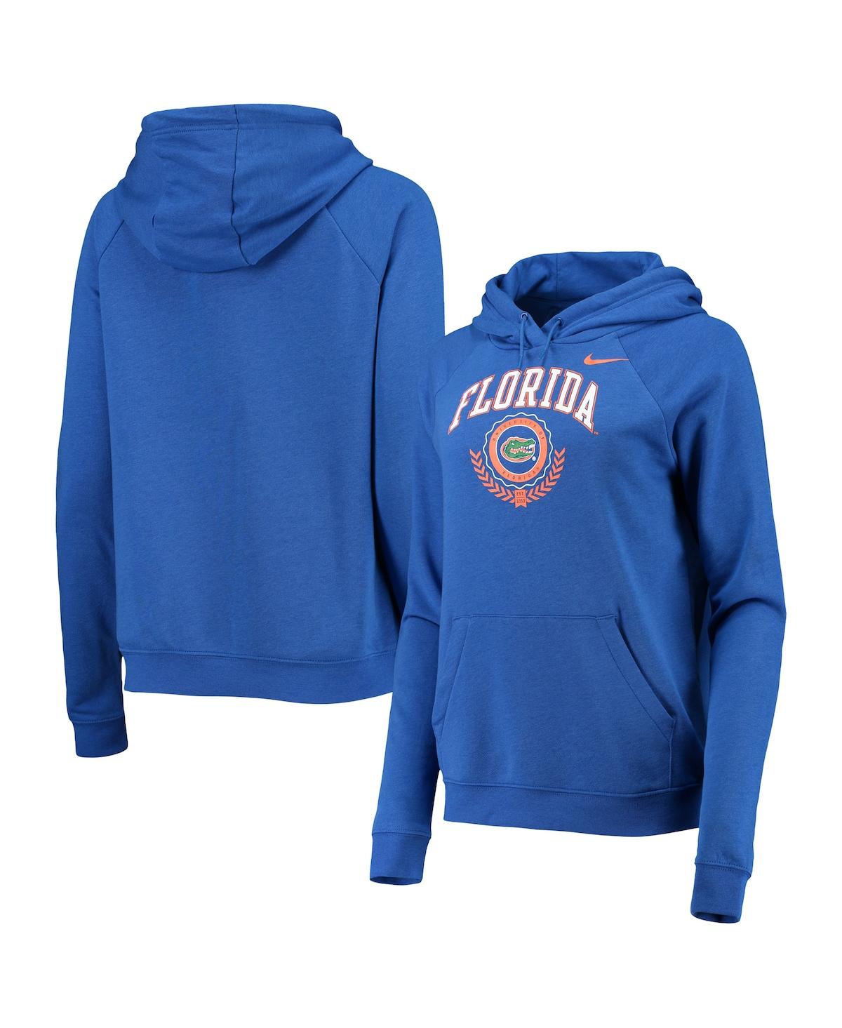 Women's Nike Royal Florida Gators Varsity Fleece Tri-Blend Raglan Pullover Hoodie