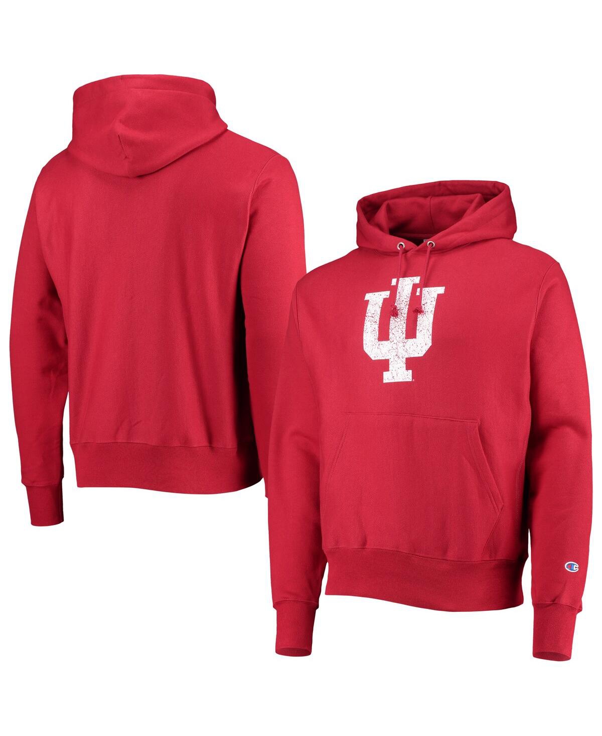 Men's Champion Crimson Indiana Hoosiers Vault Logo Reverse Weave Pullover Hoodie