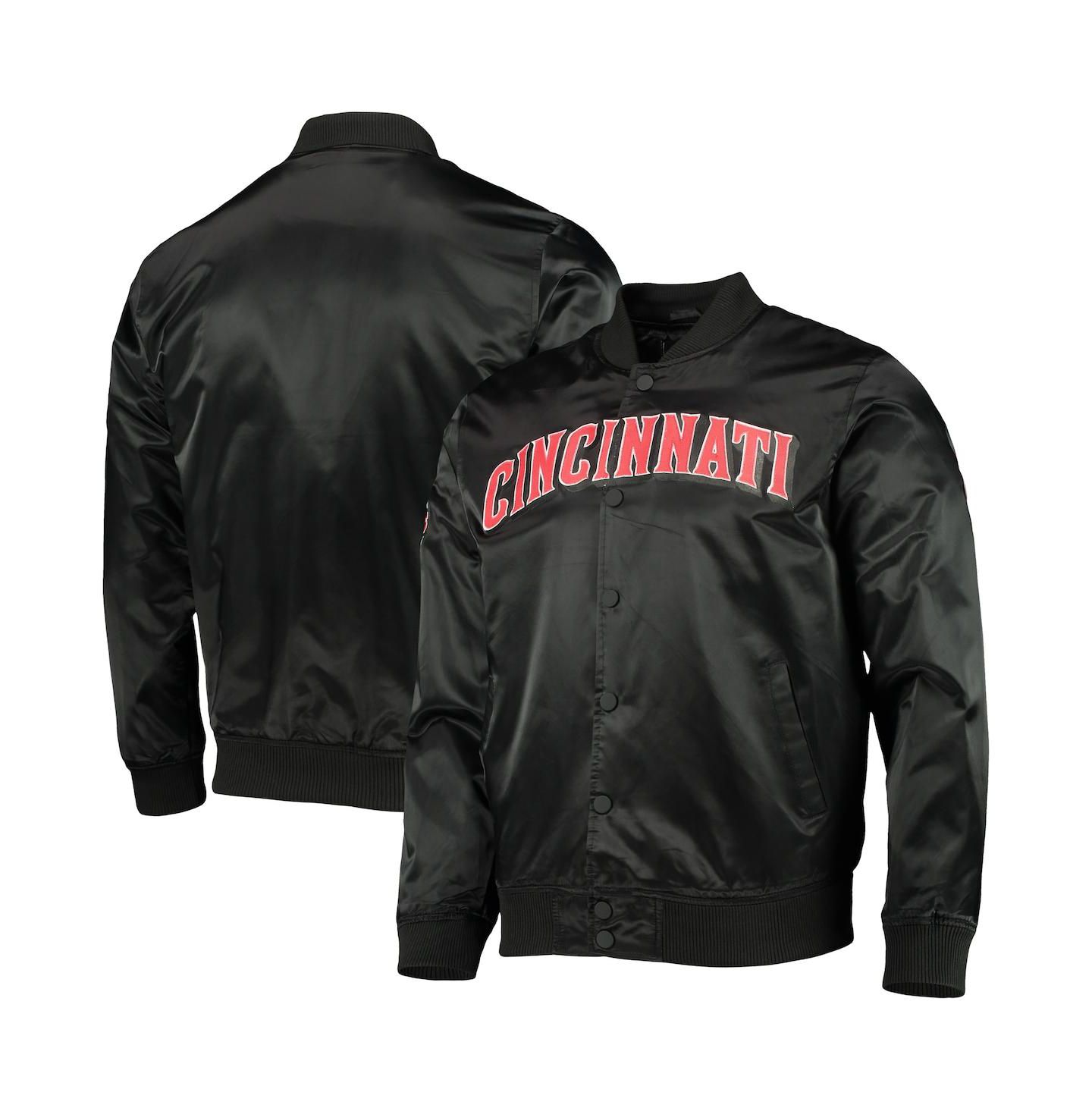 Мужская куртка Pro Standard Black Cincinnati Reds Wordmark Satin Full-Snap — фото 1