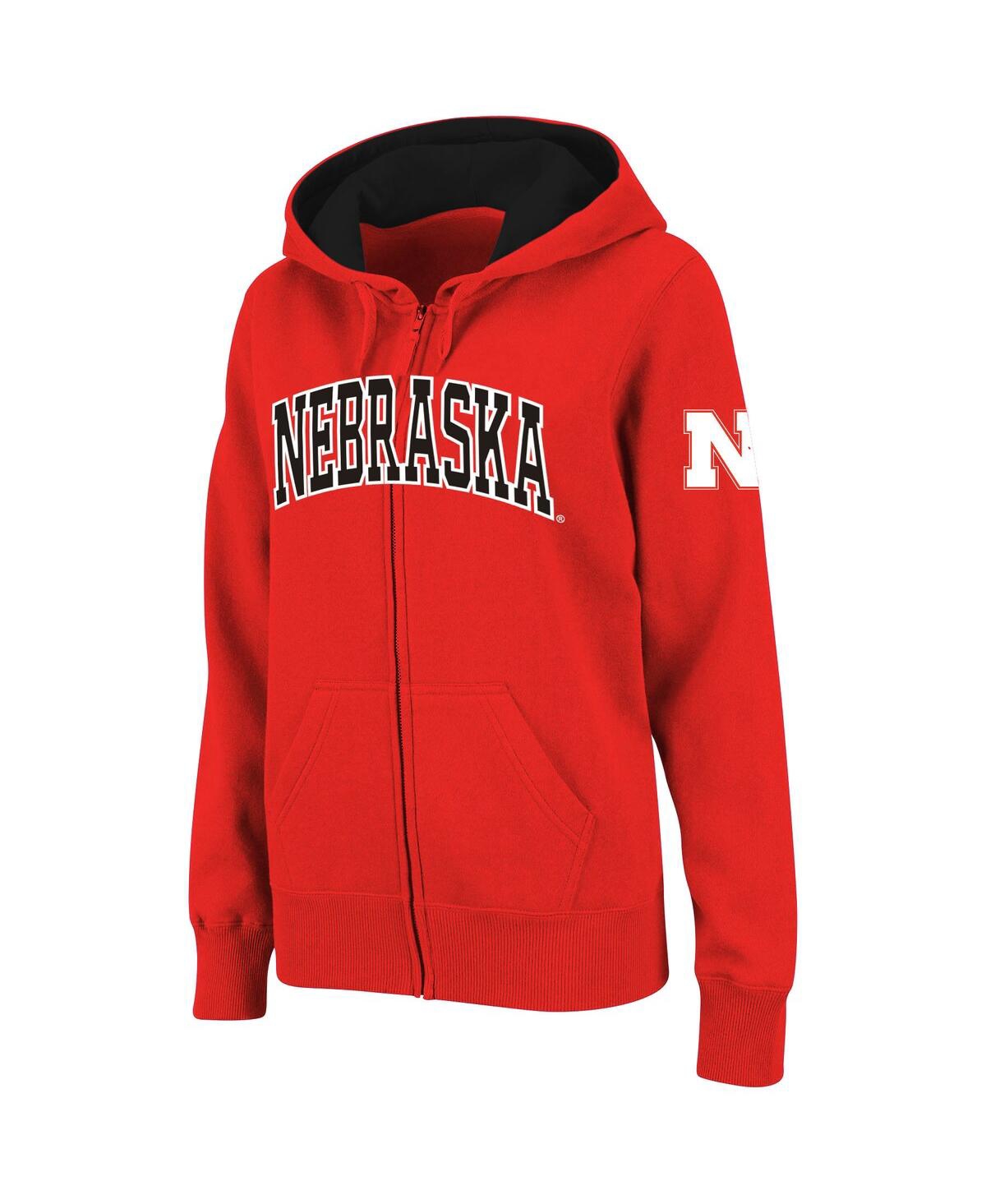 Women's Stadium AthleticNebraska Huskers Arched Name Full-Zip Hoodie - Scarlet