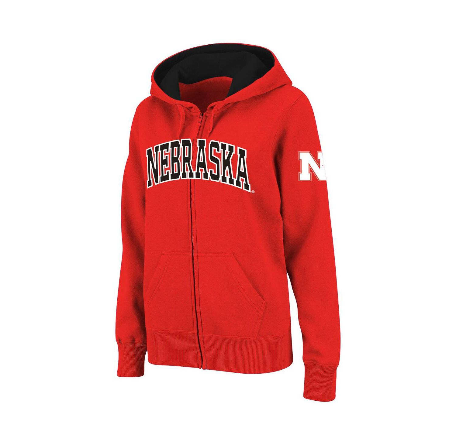 Women's Stadium Athletic Scarlet Nebraska Huskers Arched Name Full-Zip Hoodie