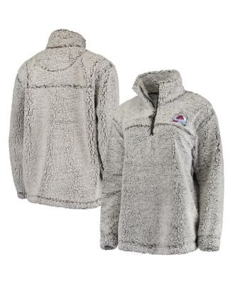 Women's Gray Colorado Avalanche Sherpa Quarter-Zip Pullover Jacket