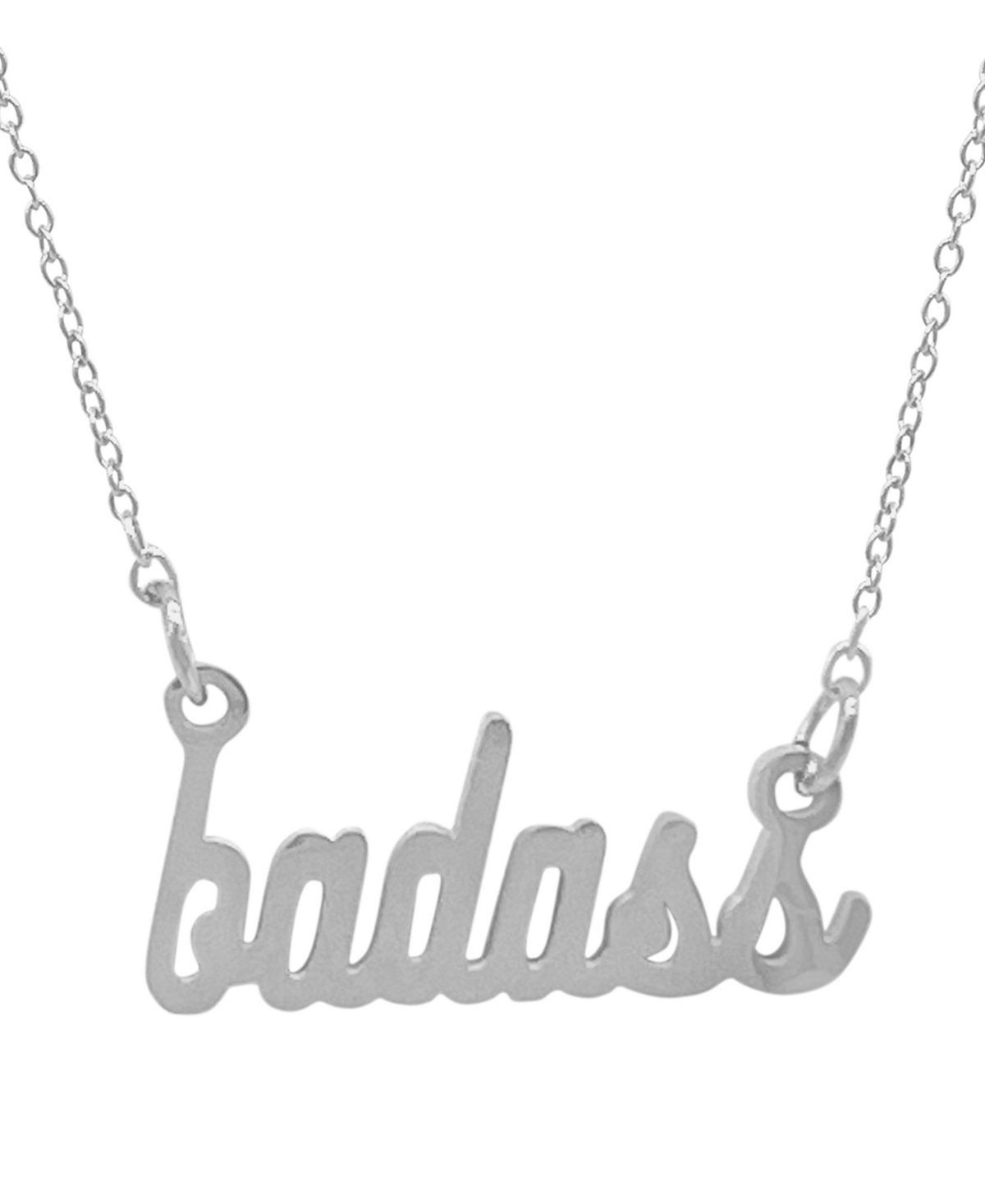 Silver Cursive Badass Necklace - Silver