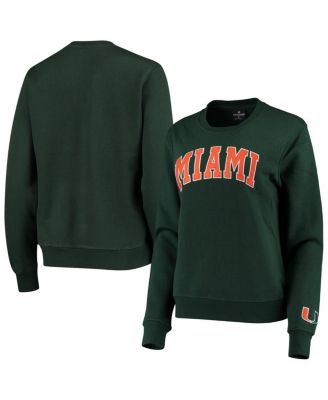 Women's Green Miami Hurricanes Campanile Pullover Sweatshirt