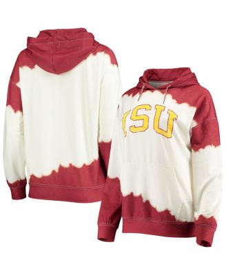 Women's White, Cardinal Iowa State Cyclones For The Fun Double Dip-Dyed Pullover Hoodie