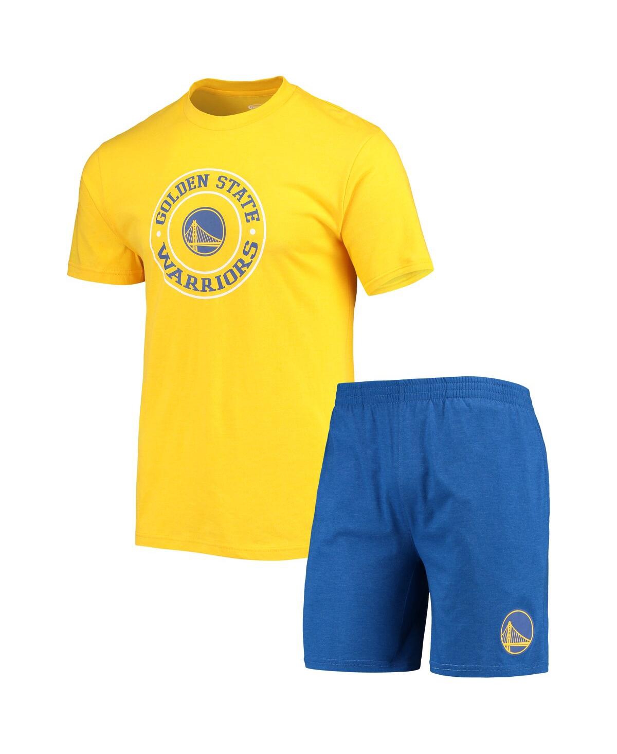 Shop Concepts Sport Men's  Royal And Gold Golden State Warriors T-shirt And Shorts Sleep Set In Royal,gold