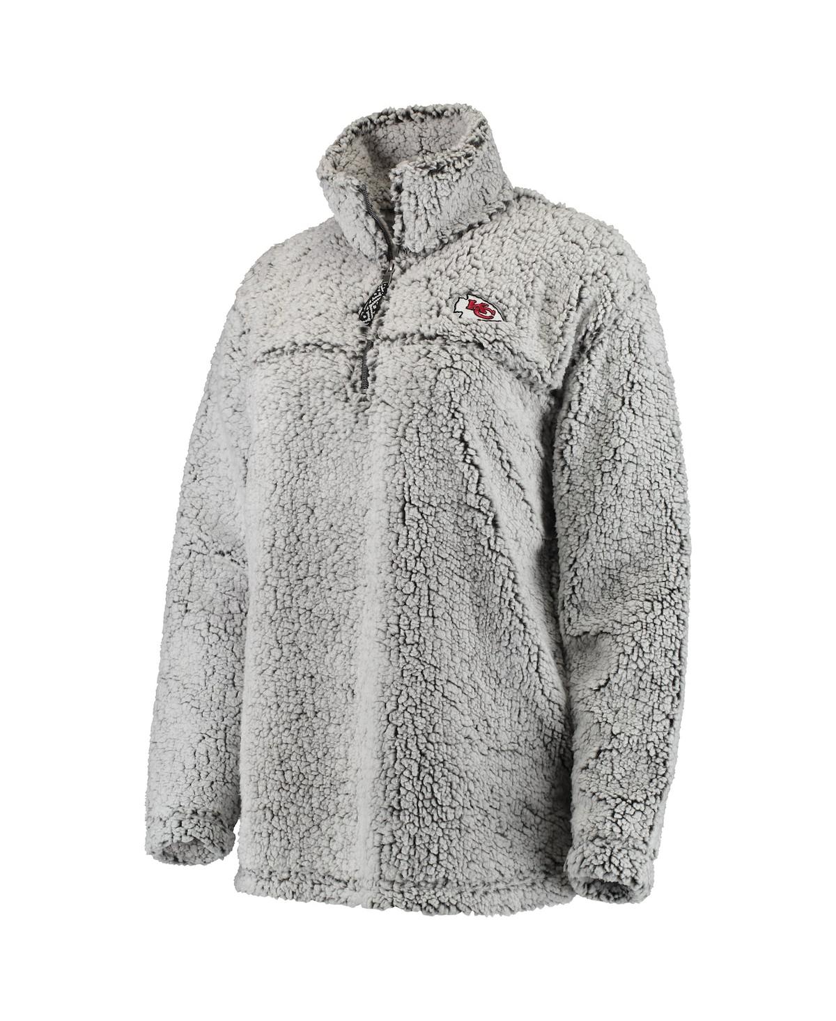 G-iii 4her By Carl Banks Gray Kansas City Chiefs Sherpa Quarter-zip Pullover Jacket In Gray