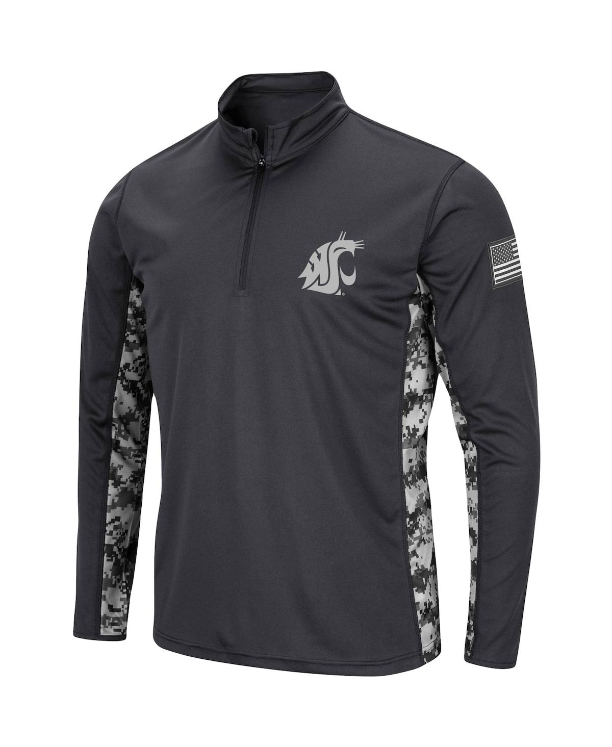 Men's ColosseumWashington State Cougars Oht Military-Inspired Appreciation Digi Camo Quarter-Zip Jacket - Charcoal