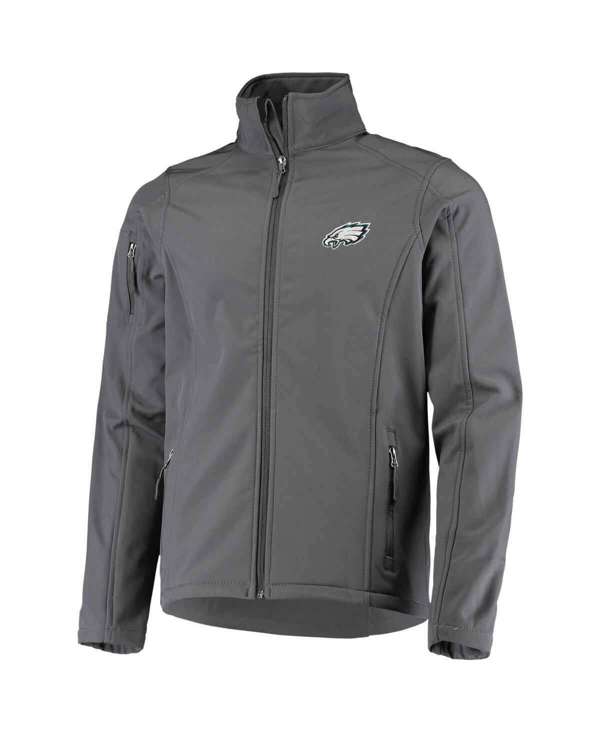 DUNBROOKE MEN'S DUNBROOKE CHARCOAL PHILADELPHIA EAGLES SONOMA SOFTSHELL FULL-ZIP JACKET 