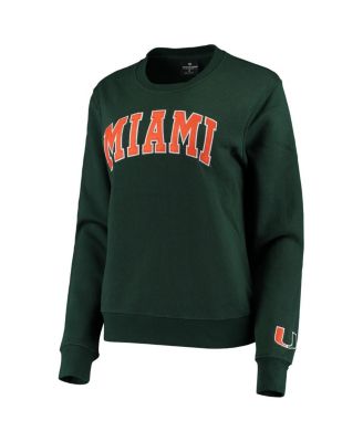 Women's Green Miami Hurricanes Campanile Pullover Sweatshirt