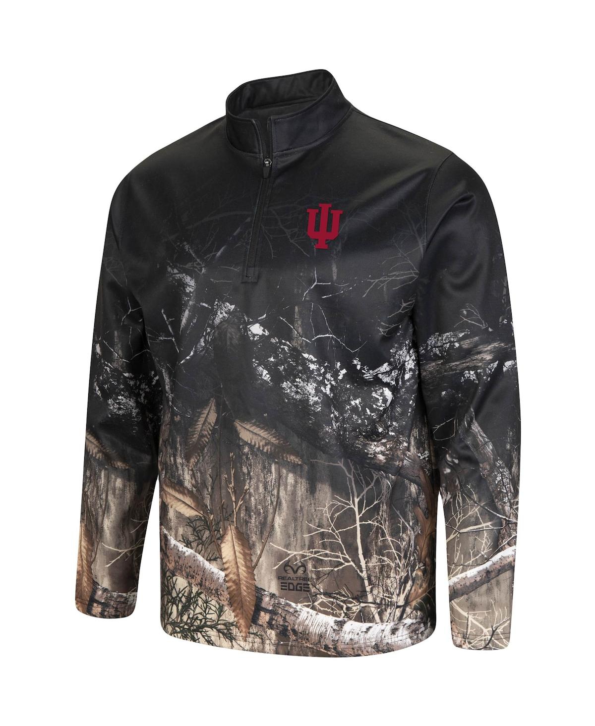 Colosseum Men's  Black, Realtree Camo Indiana Hoosiers Creek Quarter-zip Jacket In Black,realtree Camo