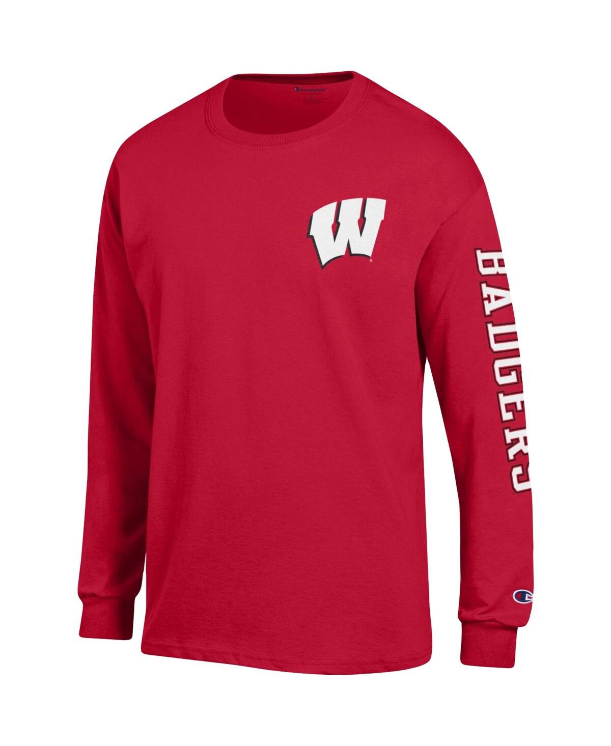 Men's ChampionWisconsin Badgers Team Stack Long Sleeve T-shirt - Red