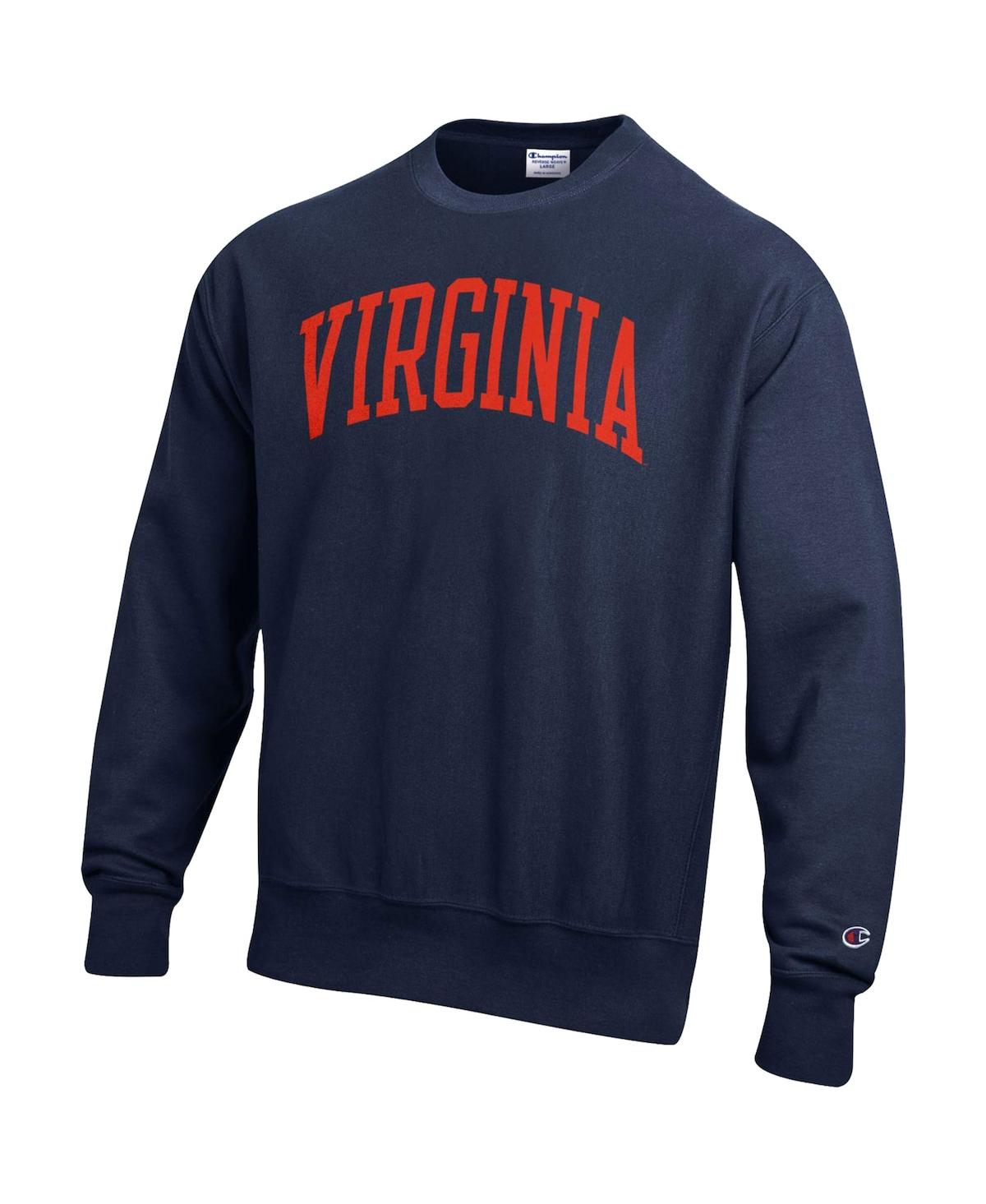 Shop Champion Men's  Navy Virginia Cavaliers Arch Reverse Weave Pullover Sweatshirt