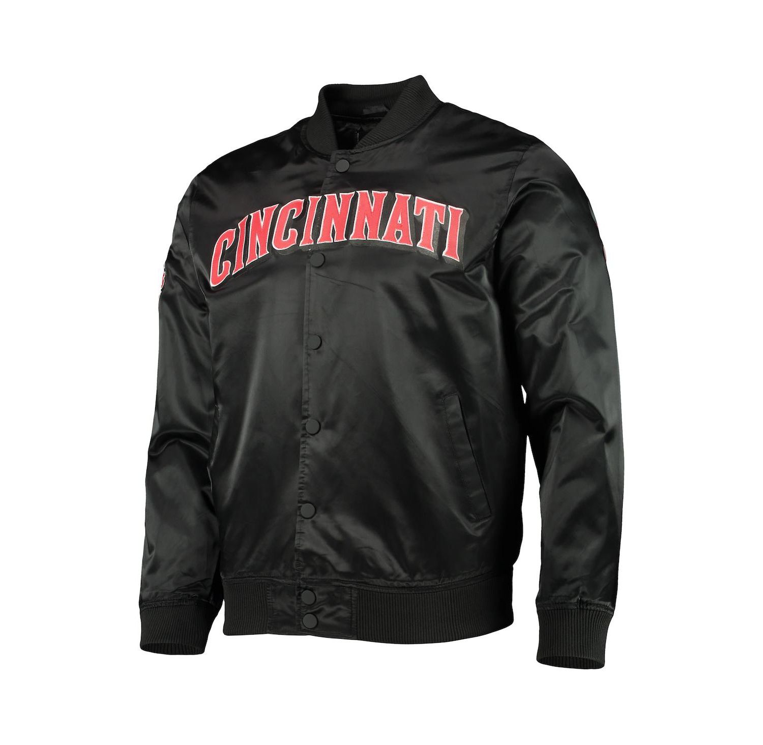 Men's Black Cincinnati Reds Wordmark Satin Full-Snap Jacket