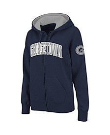 Women's Stadium Athletic Navy Georgetown Hoyas Arched Name Full-Zip Hoodie