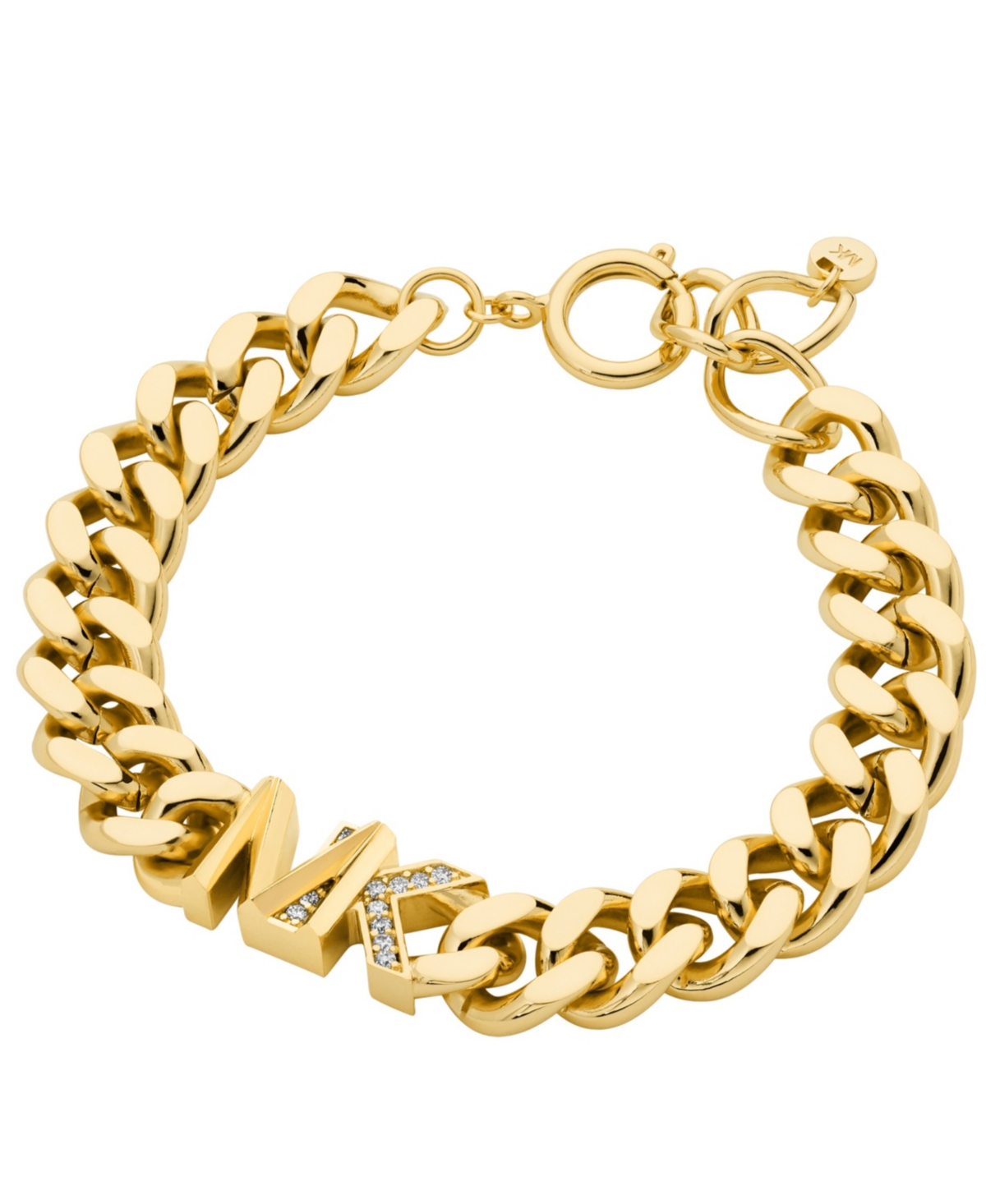 Shop Michael Kors Women's Statement Link Bracelet 14k Gold Plated Brass With Clear Stones In Gold Tone