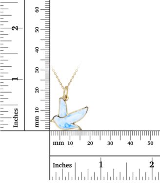 Enamel Dove 18" Pendant Necklace in 14k Gold