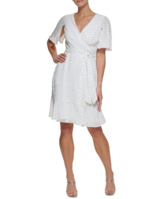 dkny white polka dot dress