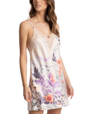 Linea Donatella - Floral-Print Satin Chemise Nightgown