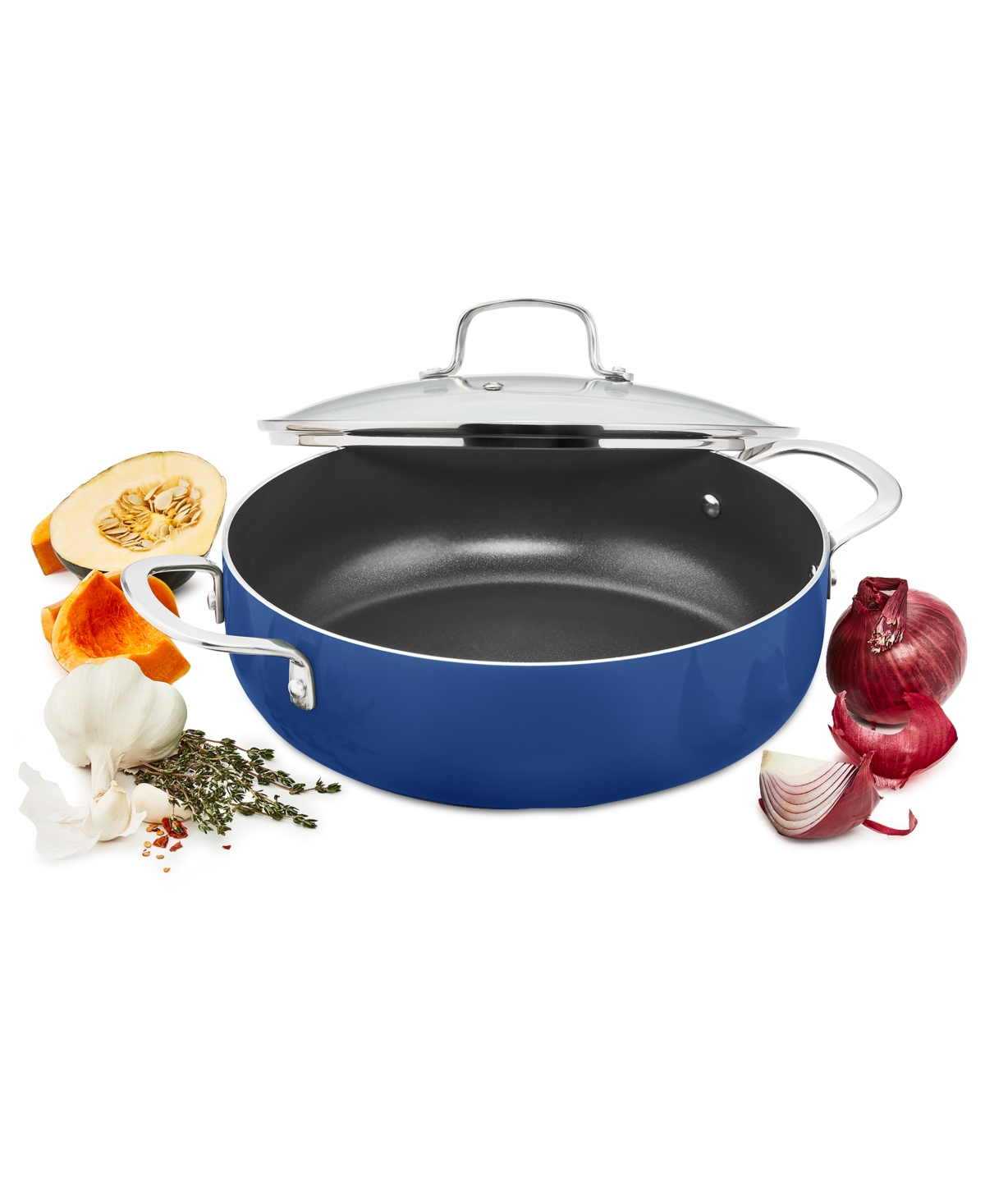 The Cellar Aluminum Nonstick 5-qt. Covered Everyday Pan In Blue