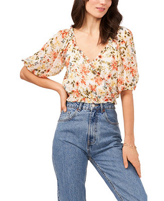 1.STATE Puff Sleeve Cross Front Cropped Top - Macy's