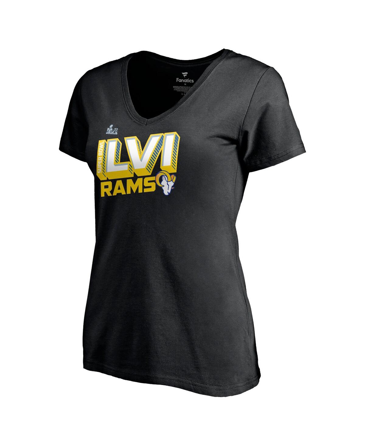 Women's FanaticsLos Angeles Rams Super Bowl Lvi Bound Tilted Roster V-Neck T-shirt - Black