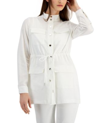 Anne Klein Petite Linen-Blend Anorak Jacket - Macy's