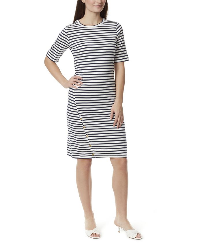 white dress with neck scarf Belina Mini Women's Short Sleeve Crew Size:42x28 Classic regular fit