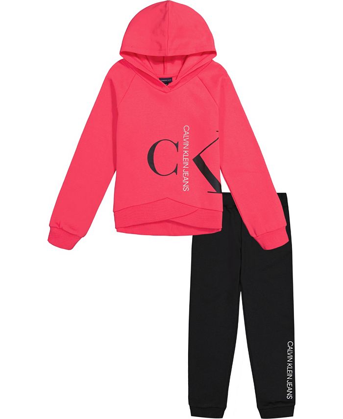 Calvin Klein Big Girl's Monogram Logo Fleece Hoodie