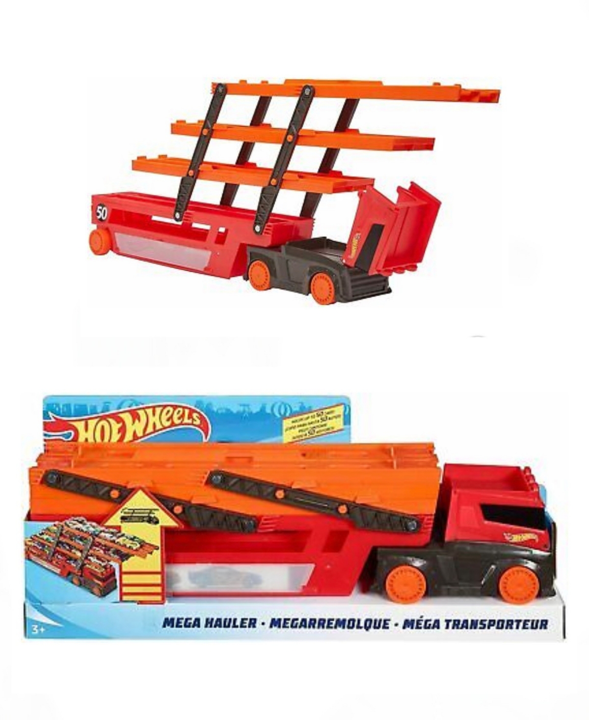 Mattel Hot Wheels Mega Big Rig Truck Hauler Play Set, 1 Piece In Multi Colored Plastic