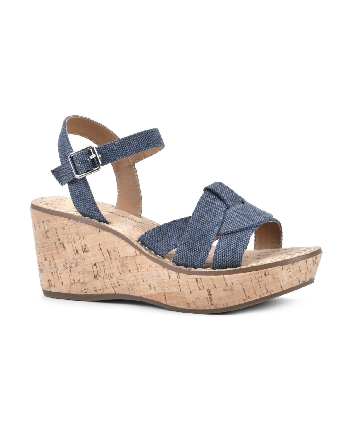 Shop White Mountain Women's Simple Platform Wedge Sandals In Denim