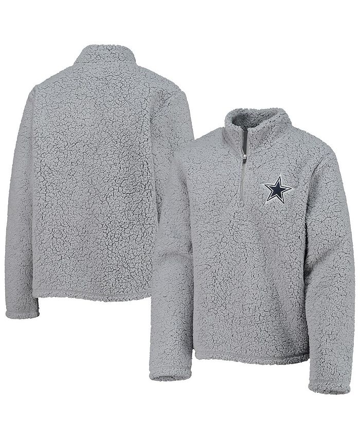 Men's Antigua Gray Dallas Cowboys Flier Bunker Pullover Sweatshirt