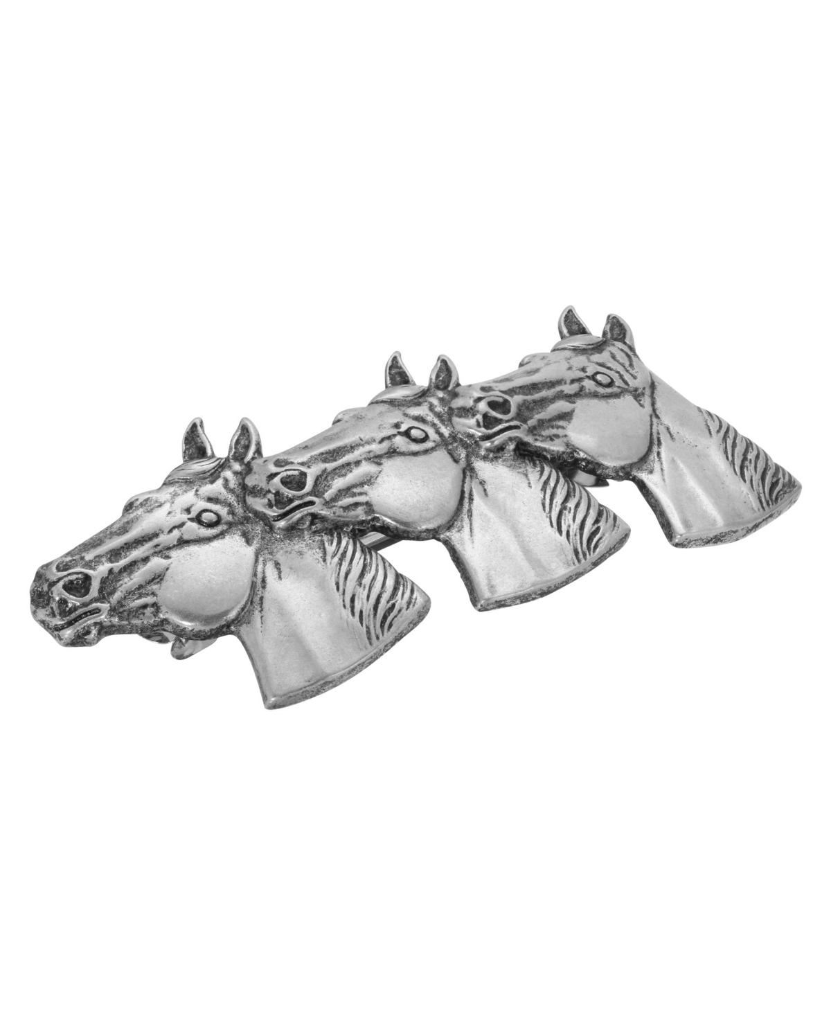 2028 Women's Pewter Horse Heads Hair Barrette In Gray