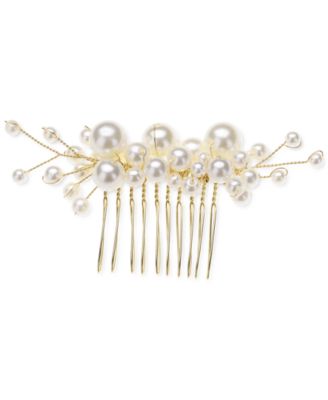 INC International Concepts - Gold-Tone Imitation Pearl Cluster Hair Comb