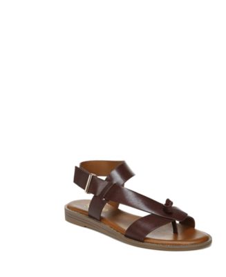 Franco Sarto レディース Glenni フラットサンダル, マルチ, 9.5 Wide Franco Sarto Glenni Hidden Adjustable Strap Leather Flat Sandals