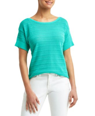 H Halston - Short Sleeve Boat-Neck Sweater