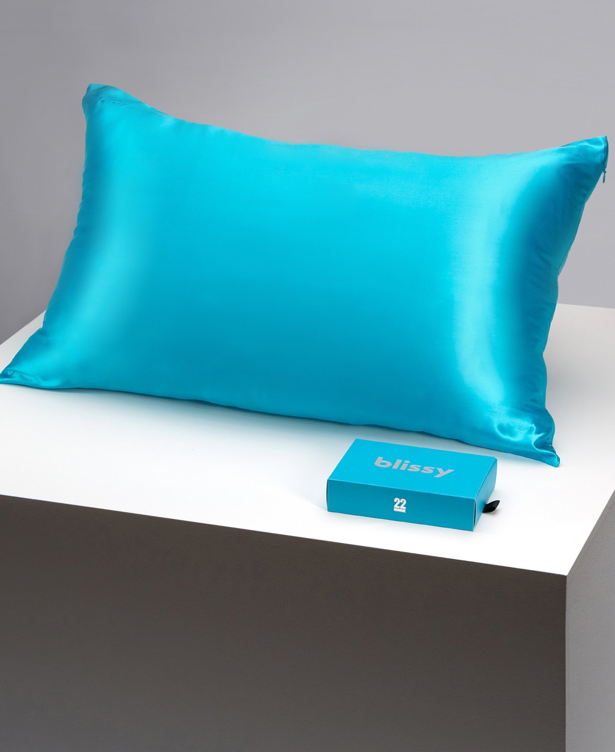 Shop Blissy 22-momme Silk Pillowcase, Queen In Bahama Blue