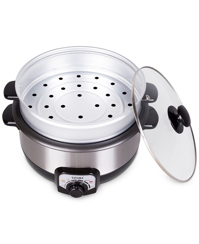 Tayama 3Qt. Electric Nonstick Hot Pot MultiCooker with Steamer Insert