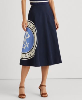 Lauren Ralph Lauren Logo Cotton Canvas A-Line Skirt - Macy's
