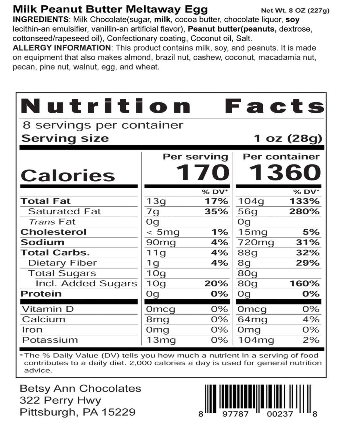 Betsy Ann Chocolates 8oz Easter Egg Meltaway Bundle