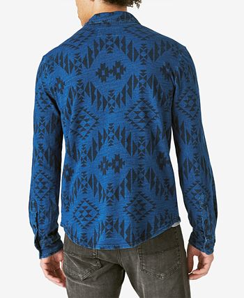 Lucky Brand Men's Indigo Print Jersey Long Sleeve Shirt - Macy's