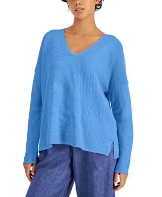 Eileen Fisher Organic Linen Cotton V Neck Top Macy s