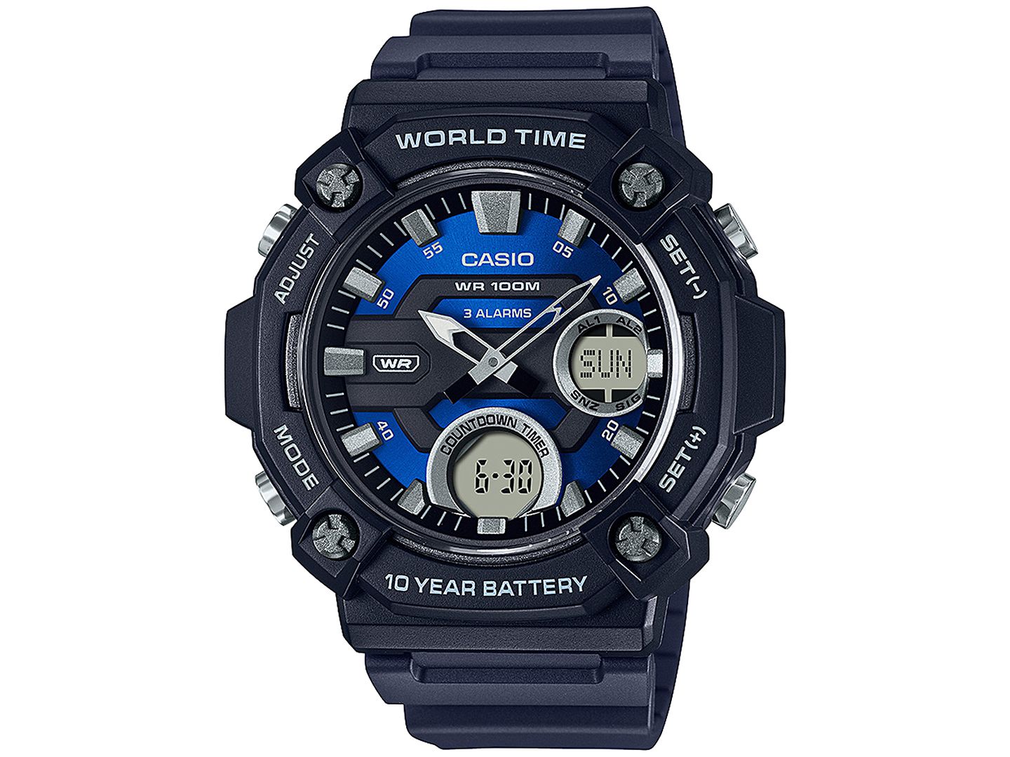 Мужские часы Casio Analog Digital Black Resin Strap Watch 48mm — фото 1
