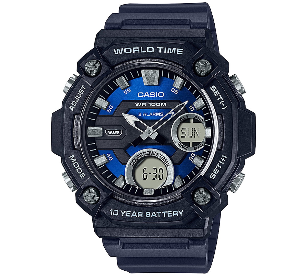 Casio Men's Analog Digital Black Resin Strap Watch 48mm
