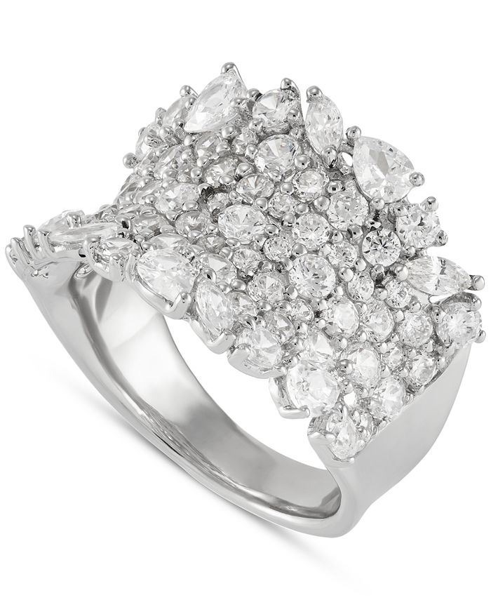 Arabella Cubic Zirconia Cluster Statement Ring in Sterling Silver Macy's