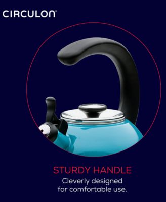 Enamel on Steel 2-Qt. Whistling Teakettle with Flip-Up Spout