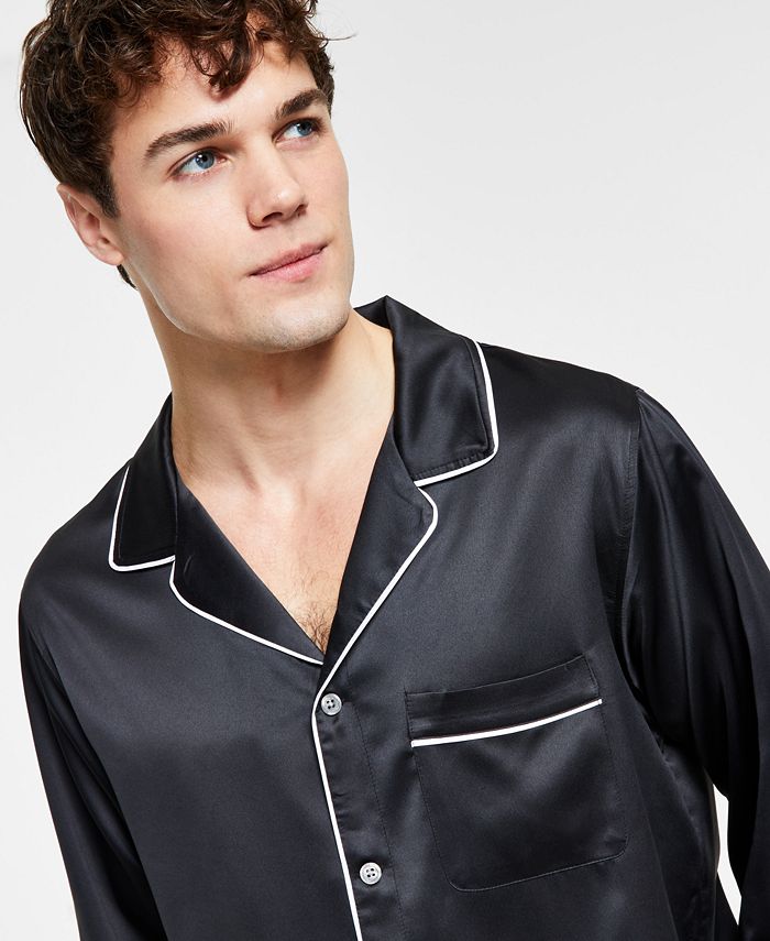 INC International Concepts Men's Piped Satin Pajama Shirt, Created for