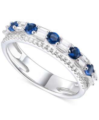Macy's - Lab-Grown Emerald (1/4 ct. t.w.) & Lab-Grown White Sapphire (1/6 ct. t.w.) Stacking Band in Sterling Silver (Also in Lab-Grown Ruby & Lab-Grown Sapphire)