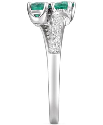 Lab-Grown Sapphire (1 ct. t.w.) & Lab-Grown White Sapphire (1/6 ct. t.w.) Double Stone Ring in Sterling Silver (Also in Lab-Grown Emerald & Lab-Grown Ruby)